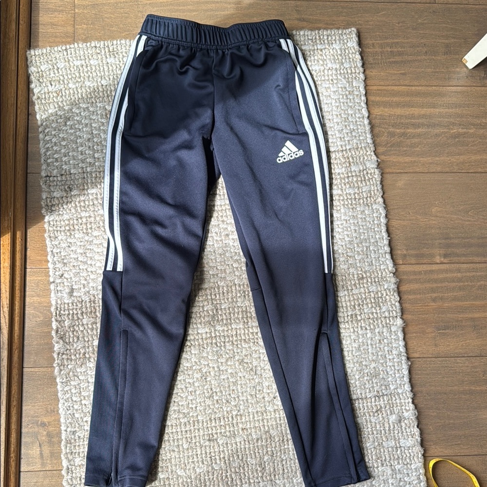 Adidas Blue and White Track Pants with Tapered Fit